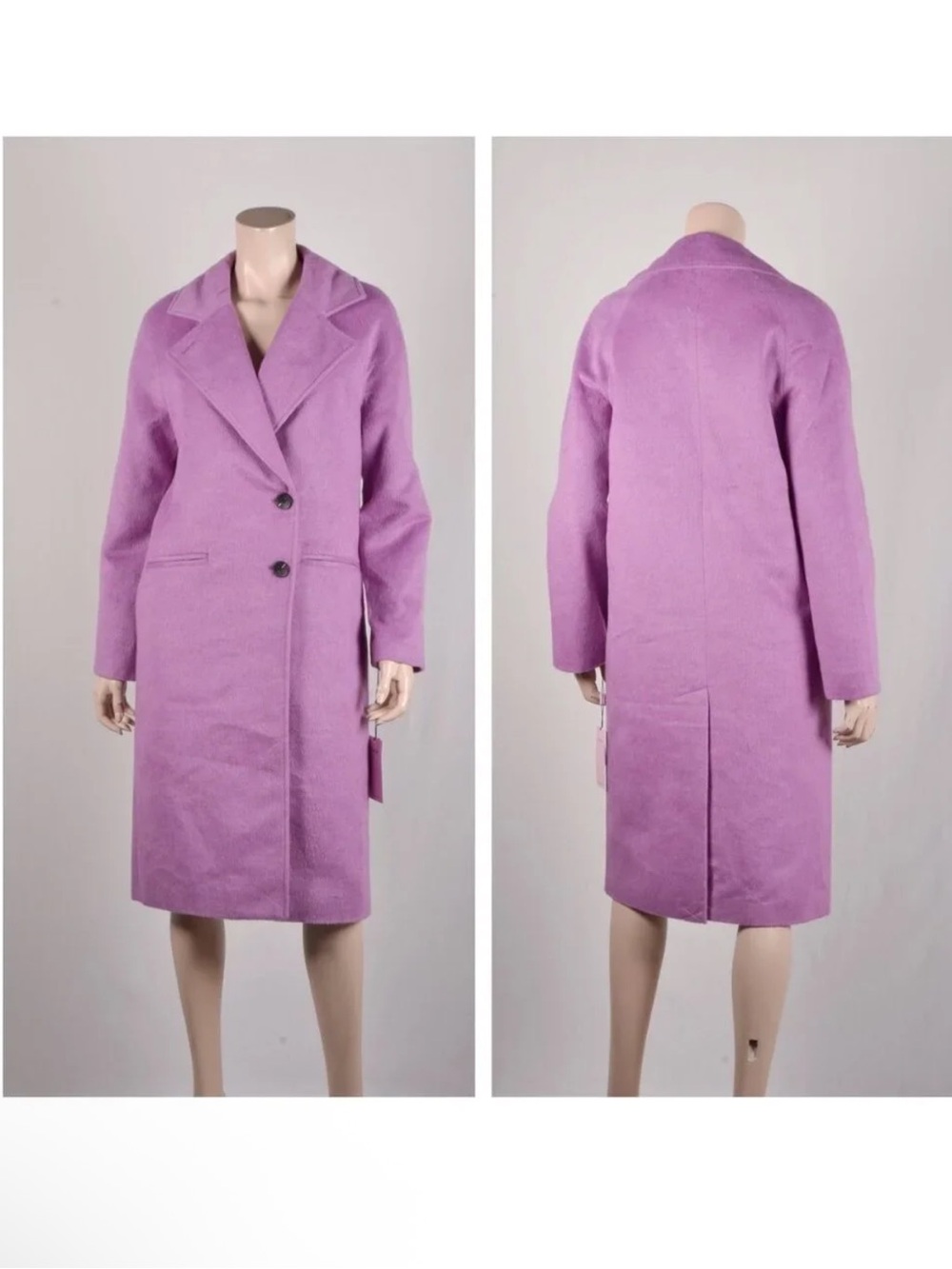 Avec Les Filles Single-Breasted Wool-Blend Coat in Hyacinth